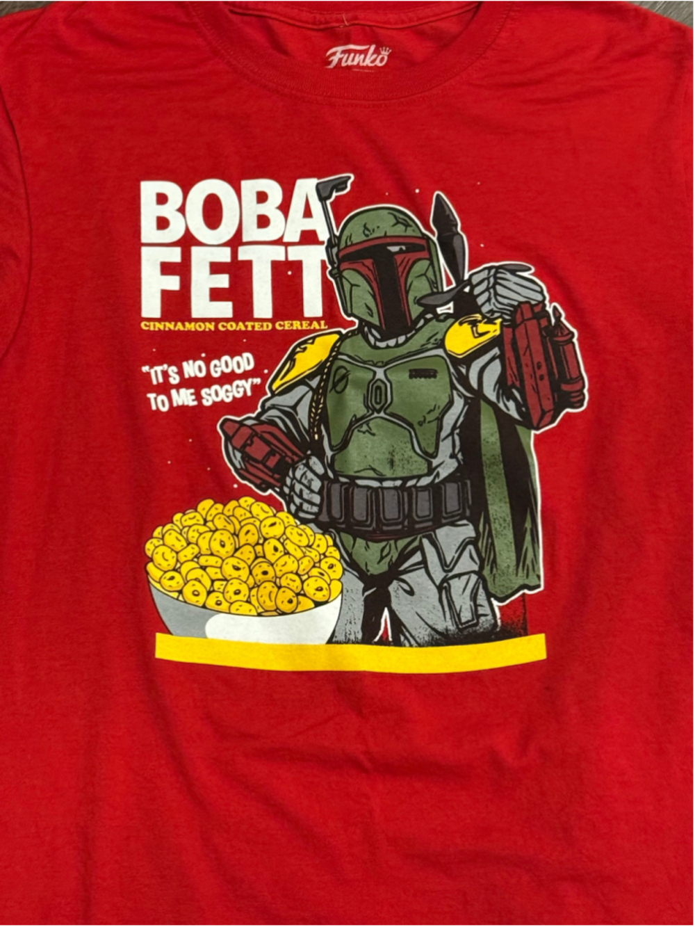 Funko Men’s Star Wars Boba Fett Cereal Graphic T-Shirt Red Sz Med 2019 - Picture 4 of 4